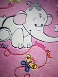 Плед дитячий 100х80 велсофт одинарний Слоненя, Рожевий, 80х100, фото 2