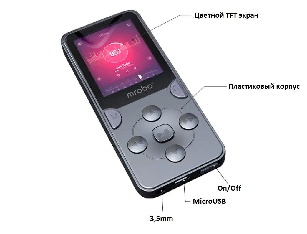 MP3 Плеер Mrobo X02 4gb с внешним динамиком HI FI Original - фото 10 - id-p1995214683