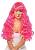 Эротический парик с розовыми волнистыми длинными волосами Leg Avenue IntimPro