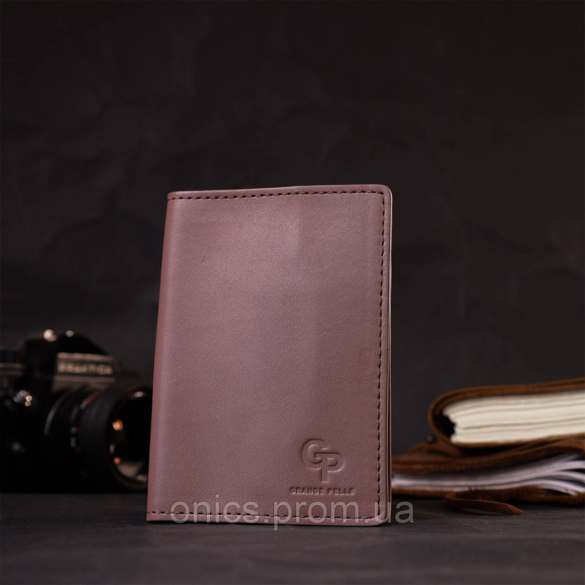 Красивая кожаная обложка на паспорт GRANDE PELLE 16795 Пудровый хорошее качество - фото 5 - id-p1995240578