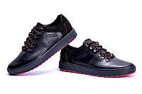 Чорні чоловічі кросівки туфлі з червоною підошвою з натуральної шкіри