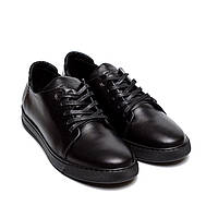 Мужские кожаные черные туфли на шнуровке , Классические красовки из натуральной кожи