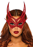 Блестящая маска дьявола красного цвета Leg Avenue Glitter devil mask размер Оne size IntimPro