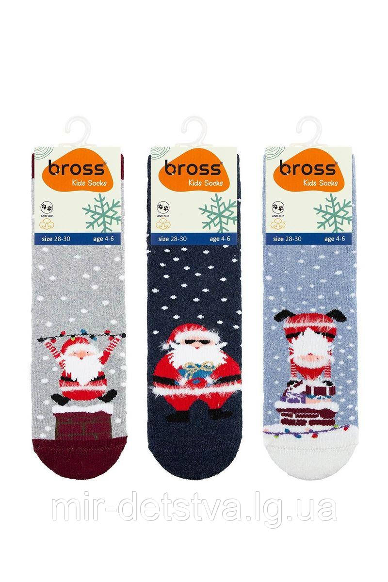 Махрові дитячі шкарпетки зі стоперами TM BROSS р.6-8 років (31-33)