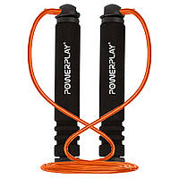 Скакалка спортивная PowerPlay 4205 оранжевая. Скакалка для похудения, бокса, фитнеса I'Pro