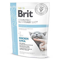 Сухий корм для котів, для зниження ваги Brit GF Veterinary Diet Obesity 400 г (курка) l