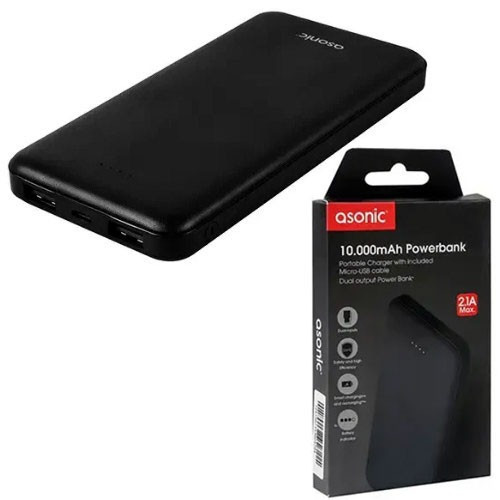 Повербанк Asonic AS-P10 10000mAh 2*USB Чорний Лучшая цена