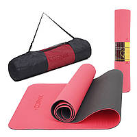 Коврик спортивный Cornix TPE 183 x 61 x 0.6 cм для йоги и фитнеса XR-0006 Red/Black I'Pro
