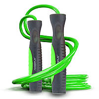 Скакалка спортивная PowerPlay 4204 зеленая. Скакалка для похудения, бокса, фитнеса I'Pro