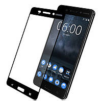 3D Full Glue защитное стекло для Nokia 6 Чёрное (клеится вся поверхность)