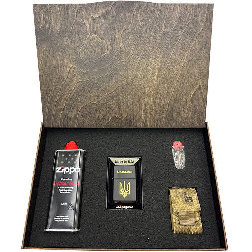 Подарочный набор Zippo Зажигалка 218-U + Коробка + Бензин 3141 + Кремни ...