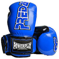 Боксерские перчатки PowerPlay 3017 синие карбон 16 унций. Перчатки для бокса I'Pro