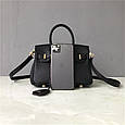 Шкіряна популярна сумка з клапаном дві ручки 20см КТ-835-20 Чорна, фото 9