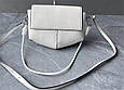 Шкіряна сумка форма півмісяць із клапаном С67-КТ-3059 Біла, фото 4