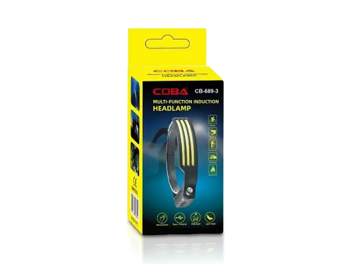 Ліхтар налобний Type-C із сенсорним датчиком Coba CB-689-3 240шт 7574, фото 1