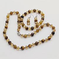 Набір Тигровий Око Вставки Кришталь 8 мм 45 см