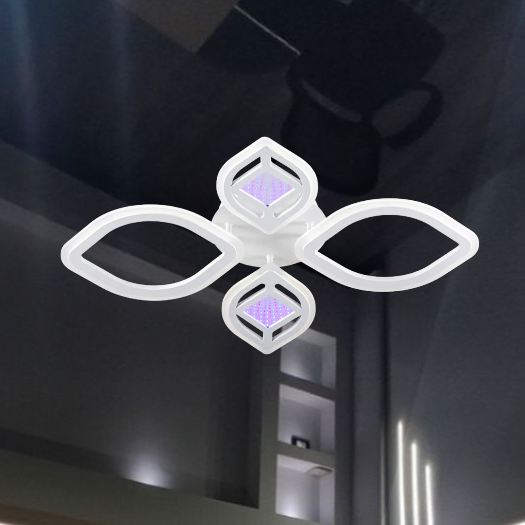 LED люстра для витягнутої кімнати з  3D ефектом SVET 76W до 18 м² колір Білий SC-2101/2+2 WH, фото 1