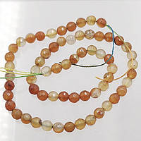 Бусини із сердолику 6 мм 60 шт кулька з огранкою