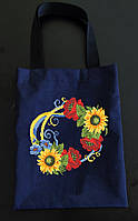 Эко-сумка (шопер) для вышивки бисером или нитками Маки, соняшники, волошки