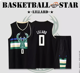 Баскетбольна форма чорна Ліллард 0 Мілуокі Бакс Lillard Milwaukee Bucks NBA