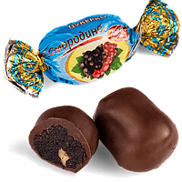 Шоколадные конфеты Смородина в черном шоколаде с грецким орехом
