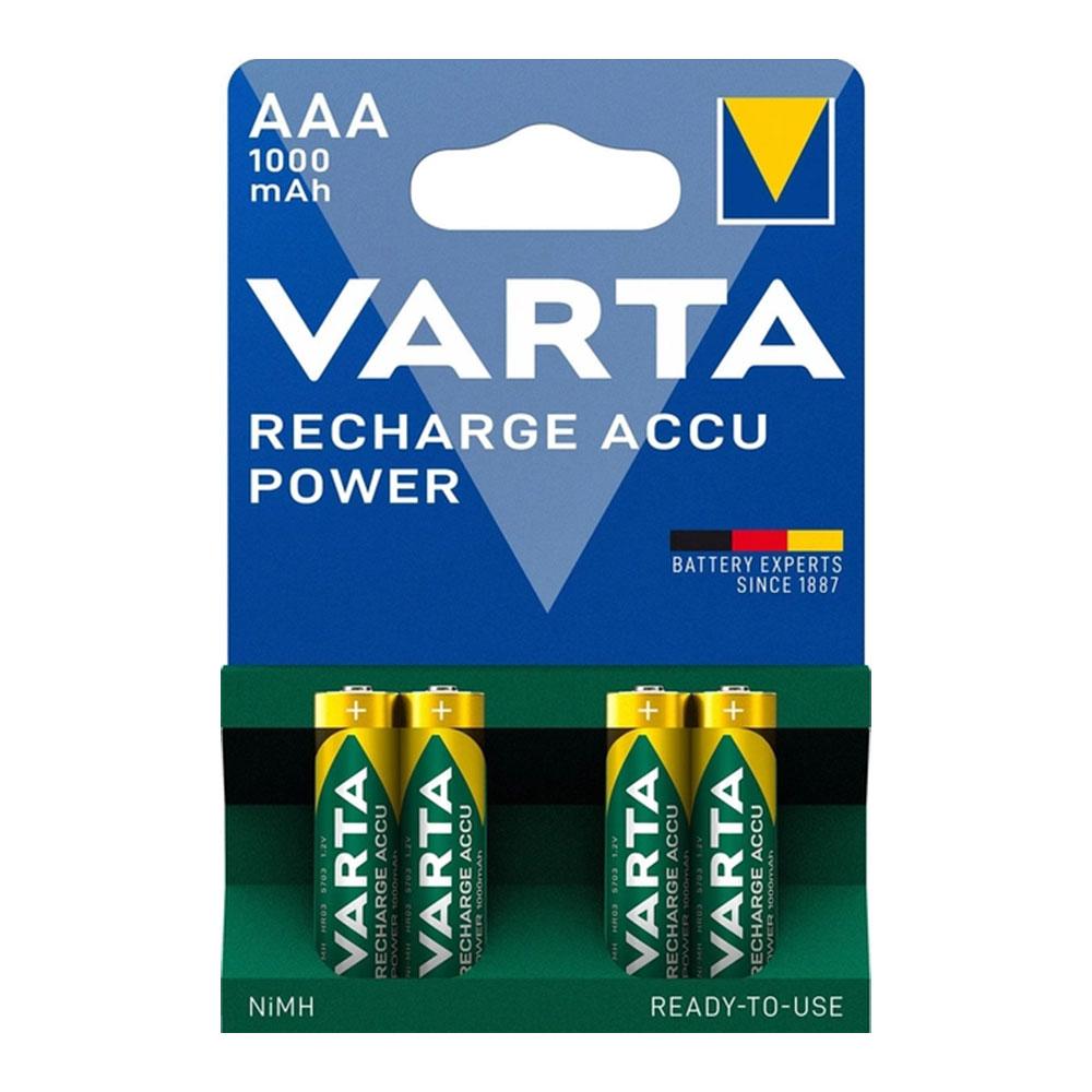 Акумулятори AAA (HR03) Varta Recharge Accu Power 1000mAh (1.2v) 4шт., фото 1