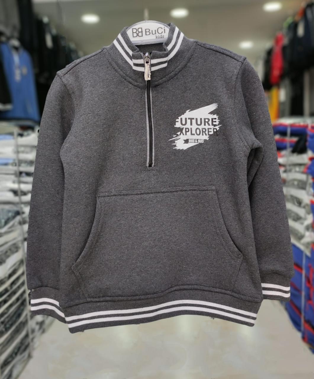 Кофта тепла сіра на байці для хлопчиків 116,122,128,134,140 зросту Buci Туреччина, фото 1