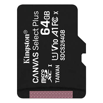 Карта пам'яті Kingston MicroSDXC 64GB Canvas Select Plus Class 10 UHS-I U1 V10 A1