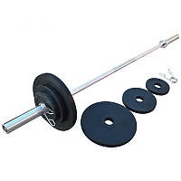 Штанга спортивная профессиональная Rn-sport с обрезиненными дисками 300 кг, диаметр штанги 50 мм.
