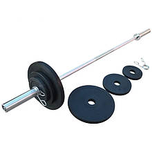 Штанга спортивна професійна Rn-sport з погумованими дисками 300 кг, діаметр штанги 50 мм.