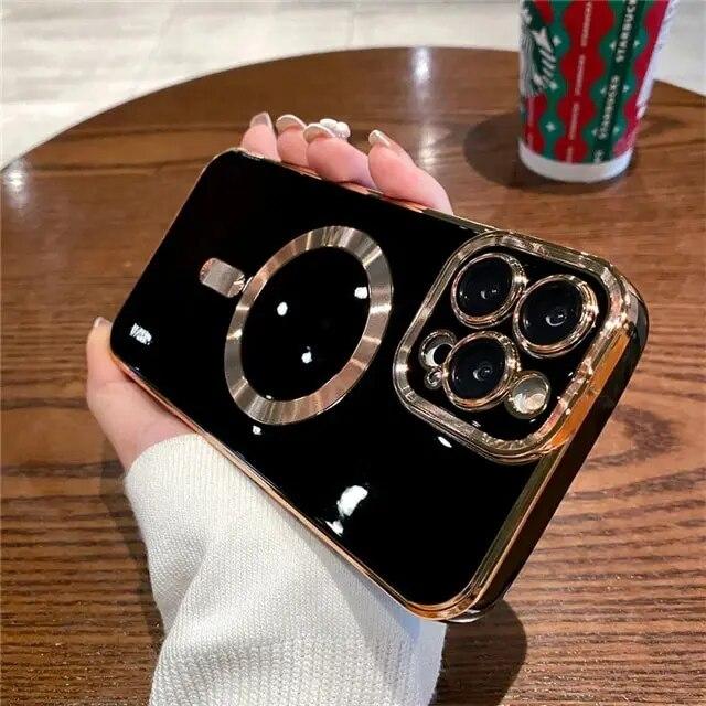 Черный  чохол Plating Luxury  для iPhone 14 pro max, силиконовый прозрачный чехол для айфон 14 про мах