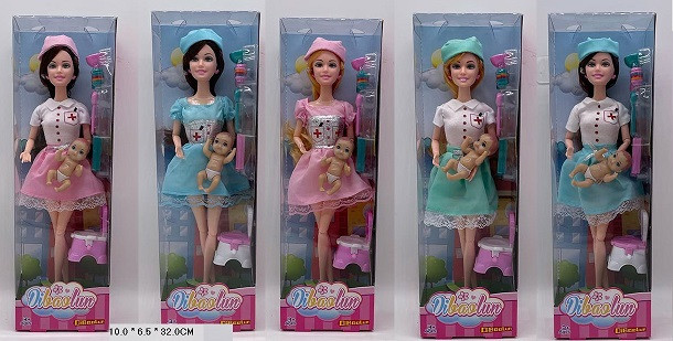 KMYT059A1/2 Лялька типу Барбі 5 видів, Mecal, з немовлям коробка 10*6,5*32 см