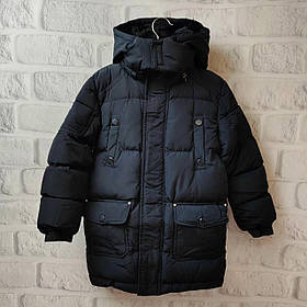 Тепла зимова куртка пуховик для хлопчика в синьому кольорі