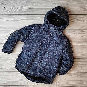 Тепла зимова подовжена куртка для хлопчика з динозаврами та капюшоном
