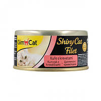 Влажный корм GimCat Shiny Cat Filet для кошек, курица и креветки, 70 г