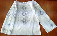 ШВД-05. Пошита дитяча блузка білий, 140, домоткане полотно (100% бавовна)