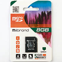 Карта пам'яті microSDHC Mibrand 8Gb class 4 (adapter SD)