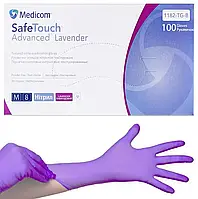 Перчатки нитриловые текстур. Medicom SafeTouch Advanced Lavender (3,6 г) Лавандовий, (100 шт./уп.) M