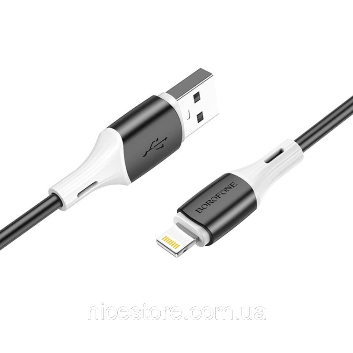Кабель BOROFONE BX79 USB to iP 2.4A, 1m, silicone, silicone connectors, Black