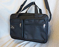 Мужская сумка через плечо удобная папка портфельА4 черная