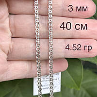 Серебряная женская цепочка 40 см нонна с алмазной огранкой