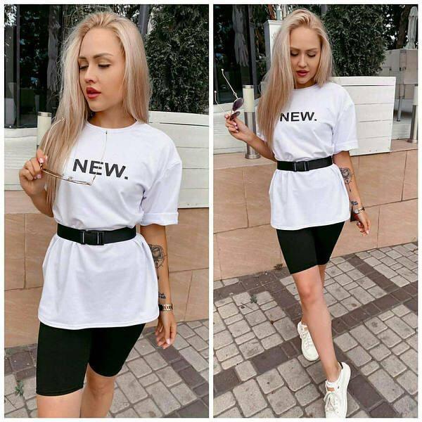 Костюм велосипедки та футболка з поясом та принтом NEW, фото 1
