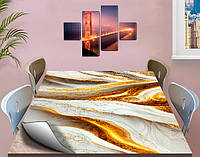 Покрытие для стола, мягкое стекло с фотопринтом, мрамор с золотом 60 х 100 см (1,2 мм)
