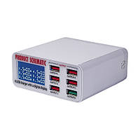 TU Зарядная станция с индикацией параметров зарядки WLX-896 (6 USB, Fast Charge 3.0, 40W)