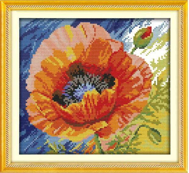 Набір для вишивання за нанесеною на канву схемою "Poppy (8)". AIDA 14CT printed, 27*22 см