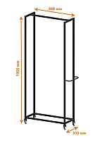 Стелаж для зберігання дров (дровниця) З КОЛЕСАМИ (1900х330х800 мм) ТМ Кольчуга (Kolchuga)