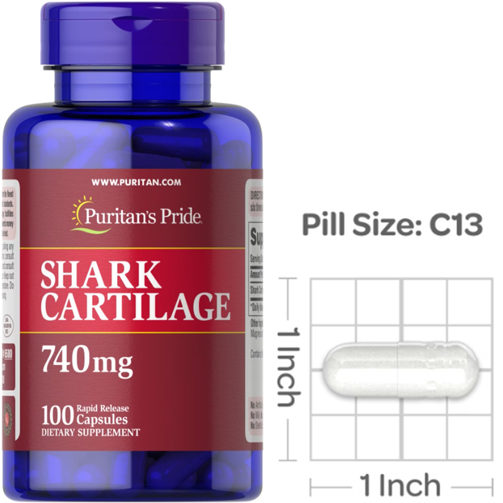 Для суглобів Puritan's Pride Shark Cartilage 740 mg 100 кап