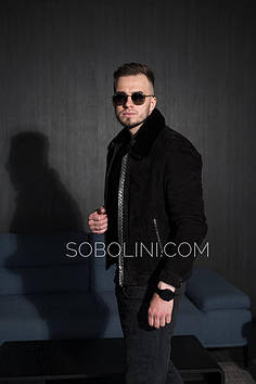 Куртка чоловіча замша натуральна євро-зима з коміром норочка