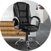 Кресло офисное на колесах Bonro B-607 черное компьютерное поворотное для дома геймерское до 120 кг.
