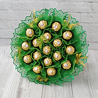 Зеленый букет ферреро роше шоколад подарок с конфетами для девушки женщины мамы на 8 марта женский день